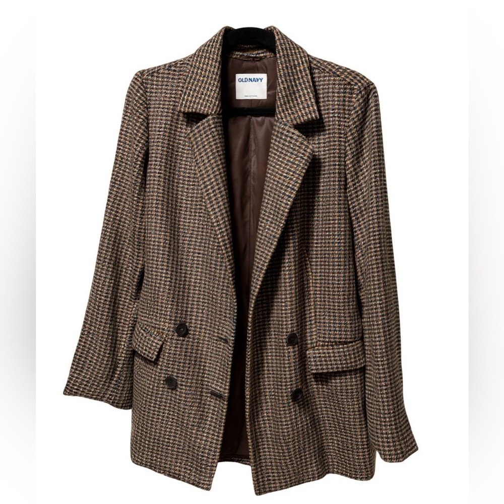 Old Navy Women's Classic Brown Houndstooth Blazer